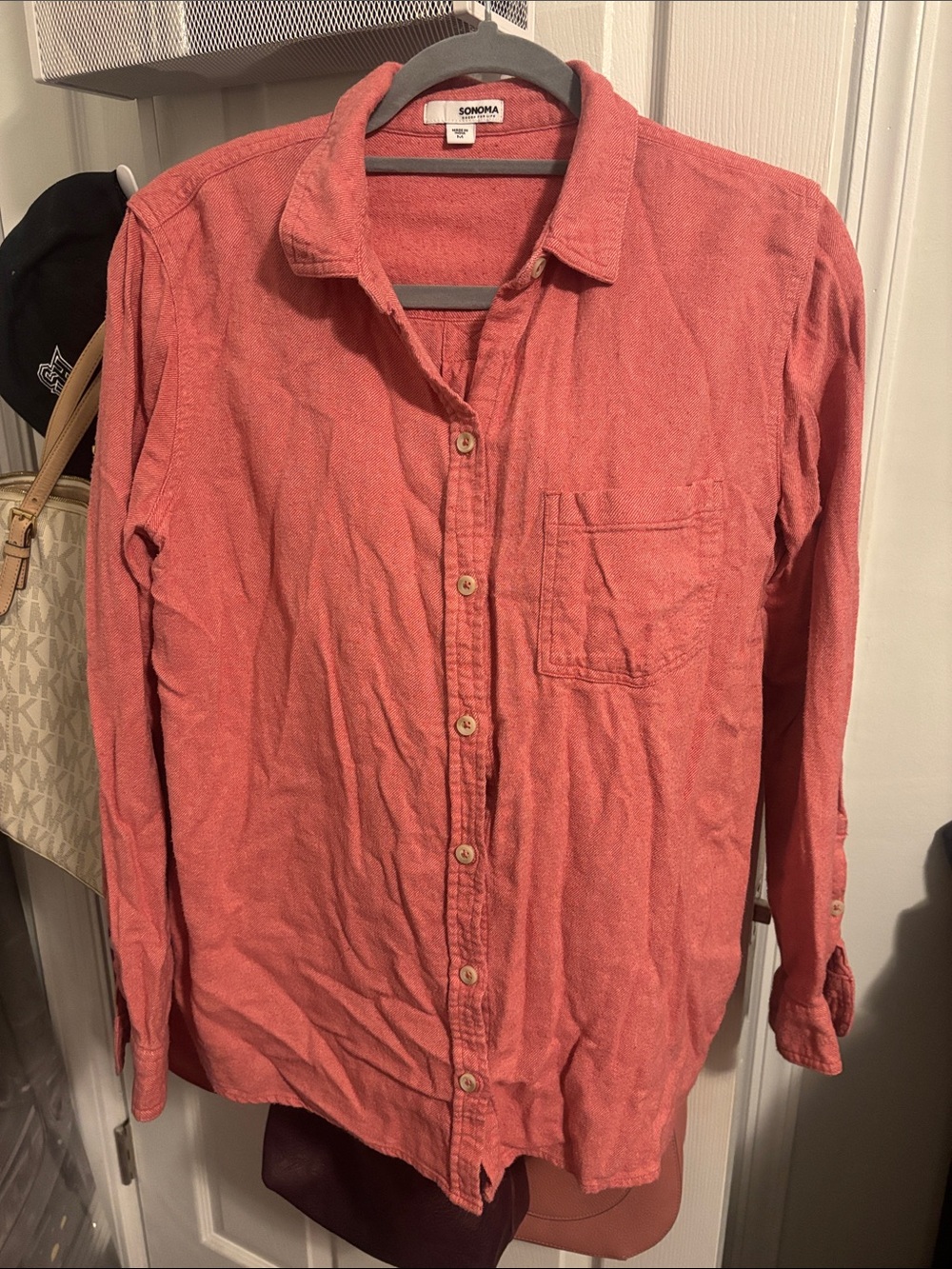 SONOMA Women's Coral Button-Up Shirt